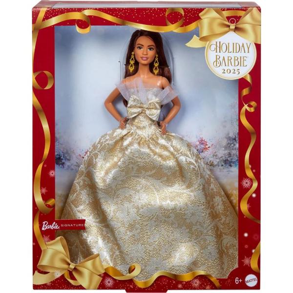 Mattel Barbie Vánoční panenka bruneta 2025 (obrázek 5)
