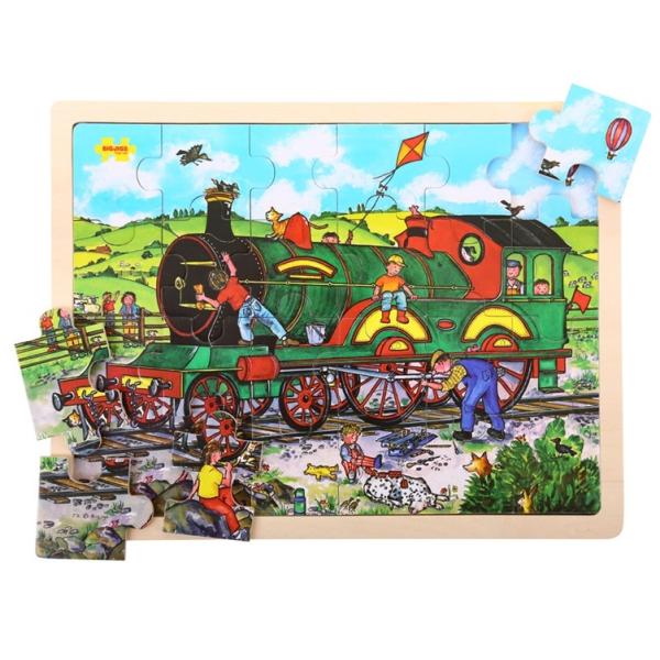 Bigjigs Toys Dřevěné puzzle vlak 24 dílků