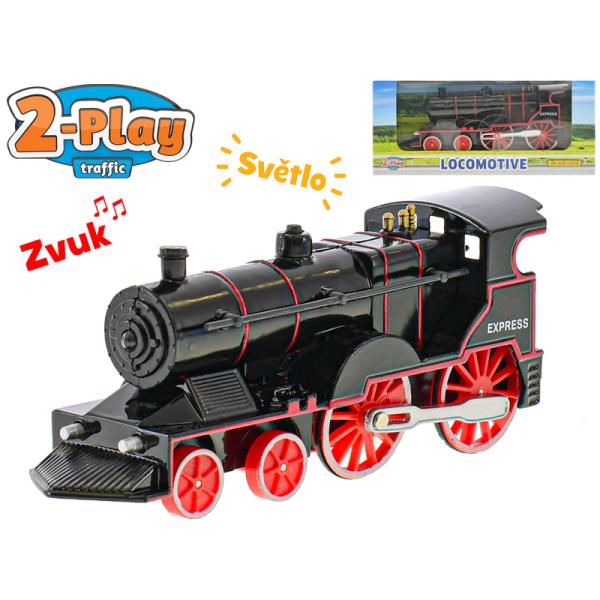 2-Play Traffic lokomotiva kov 14cm zpětný chod na baterie se světlem a zvukem