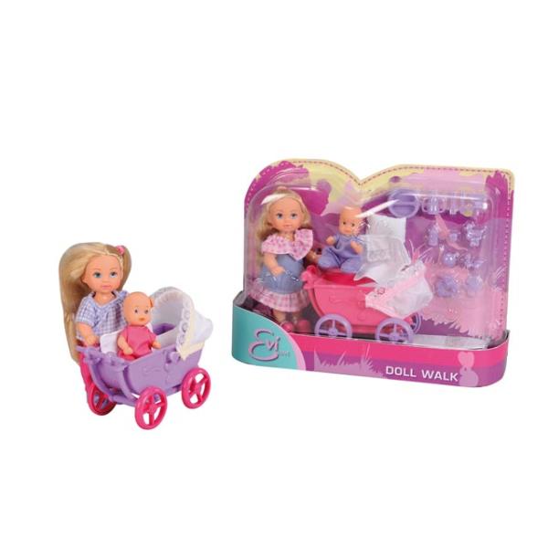 Panenka Evička doll walk, s kočárkem, 2druhy