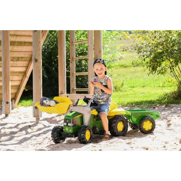 Rollytoys Šlapací traktor Rolly Kid John Deere s vlečkou a nakladačem - zelený (obrázek 6)