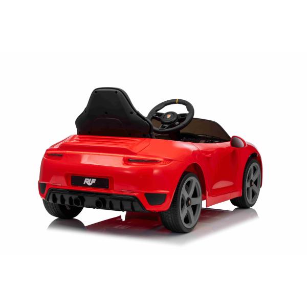 Elektrické autíčko RUF GT 12V, červené, Otevírací dveře, 2.4 GHz dálkové ovládání, LED s