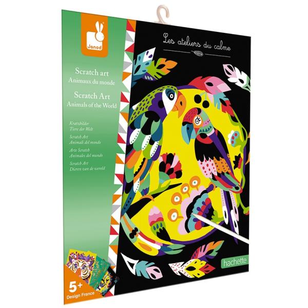 Janod Atelier imágenes para rascar Animales del mundo Set Mini