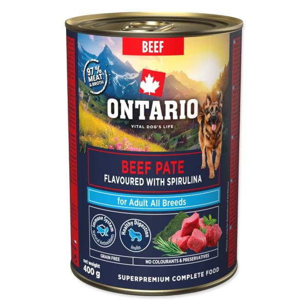 Konzerva Ontario Adult hovězí paté s příchutí spiruliny 400g