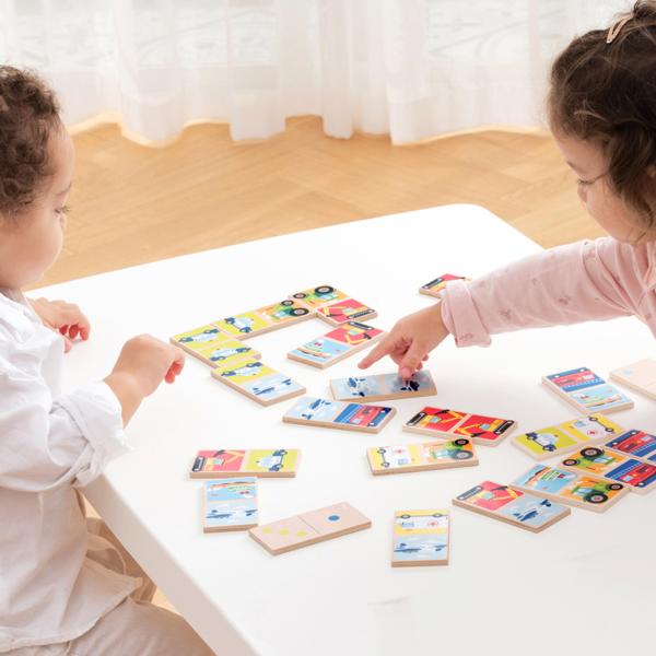 Nové klasické hračky Dřevěné domino - dopravní prostředky (obrázek 6)