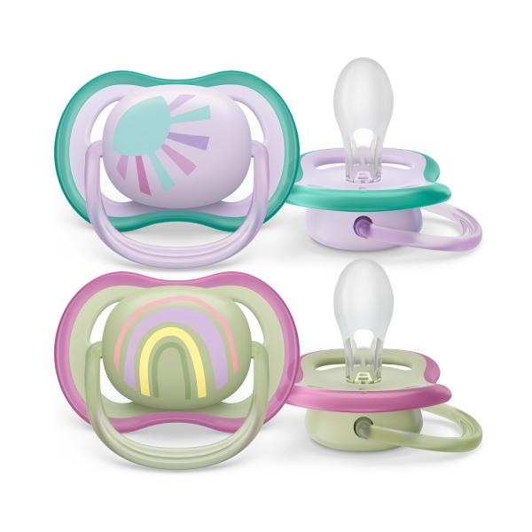 Philips AVENT Dudlík Ultra air obrázek 0-6m dívka (duha) 2ks