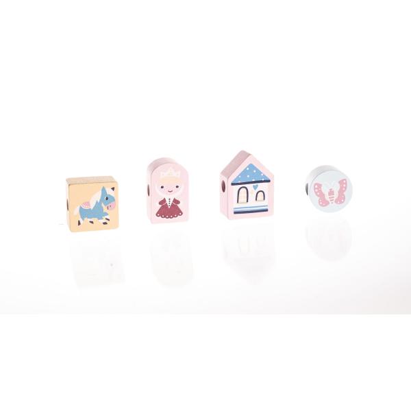 CUBIKA Pastel 16013 Navlékací pohádka - navlékací set - 13 dřevěných dílů a 8 předl (obrázek 8)