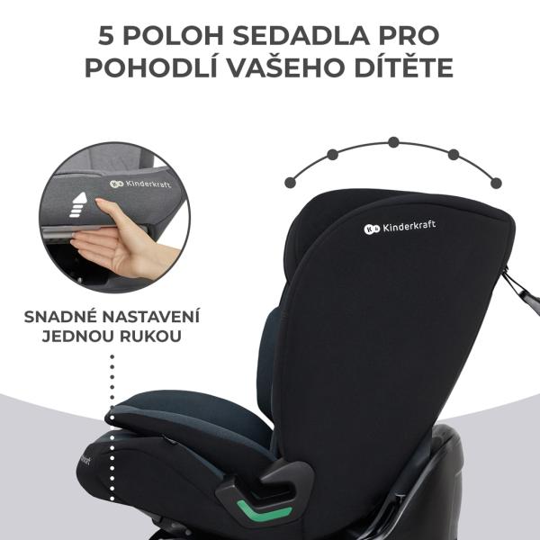 KINDERKRAFT Autosedačka Oneto3 i-Size 76-150cm + Isofix Grafit černá (obrázek 5)