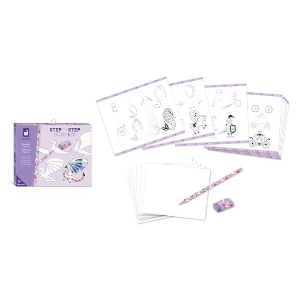 Janod Atelier Step by step Kreativní sada Kreslení krok za krokem Fantasy zvířata (obrázek 8)