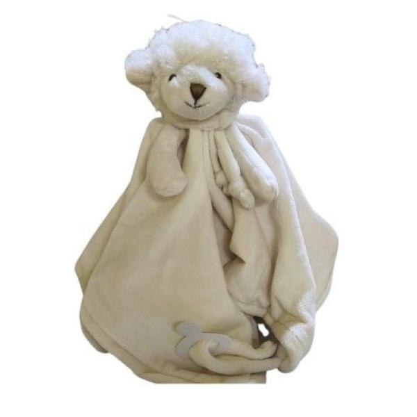 BK MACK BABY RUG muchláčik ovečka s bielym šálom (30cm) s darčekovým boxom Bukowski Design