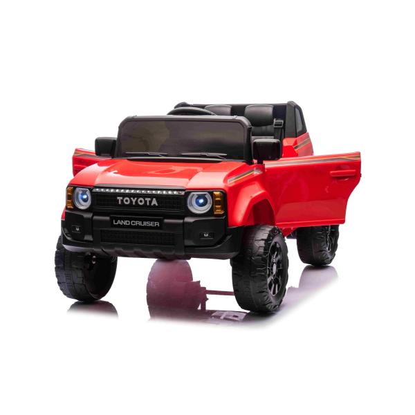 Elektrické autíčko Toyota Landcruiser 12V, červené, široké jednomístné sedadlo, 2,4 GHz d