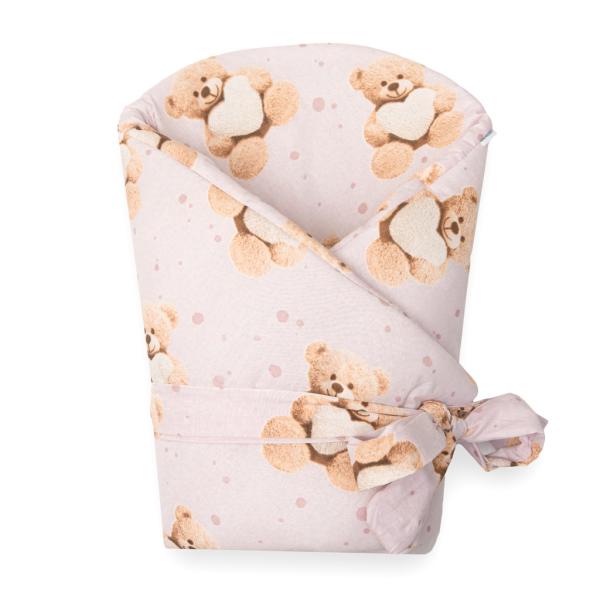Dětská zavinovačka New Baby Love Teddy bear 80x80 cm pink