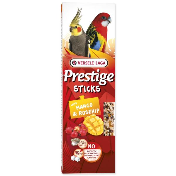 Versele-Laga Prestige Sticks per grandi pappagalli con mango e rosa canina 140g 2pz