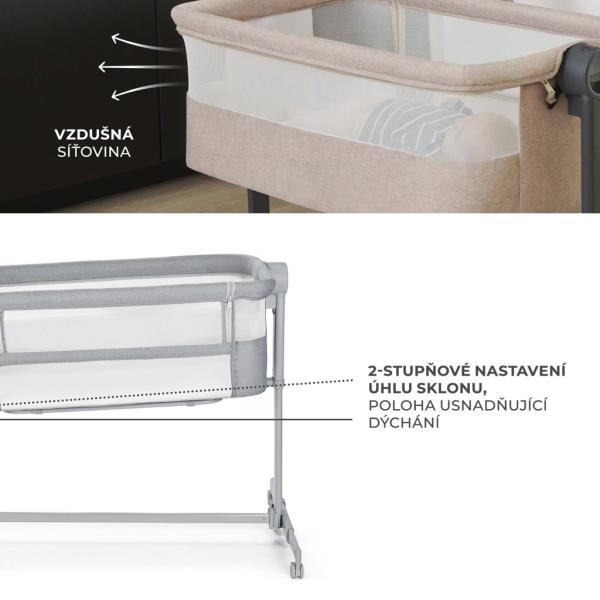 KINDERKRAFT Postýlka dětská polohovatelná Nestee Up2 Full Light Grey (obrázek 5)