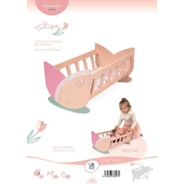 DeCuevas 55174 Dřevěná kolébka pro panenky Tulipe 2025
