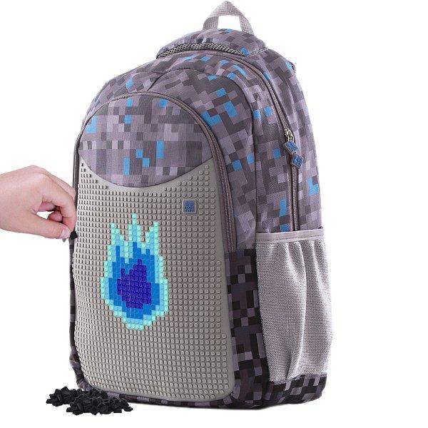 PIXIE CREW Kreativní studentský batoh šedo-modrý