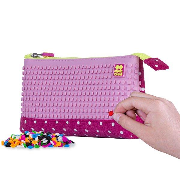 PIXIE CREW velké pouzdro FUCHSIOVÉ S BÍLÝMI TEČKAMI