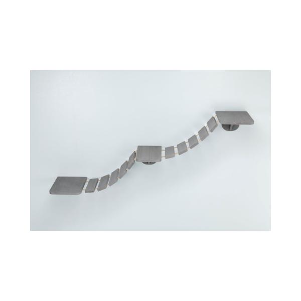 Šplhací žebřík k upevnění na stěnu, 3 platformy, 150x30cm, šedohnědá