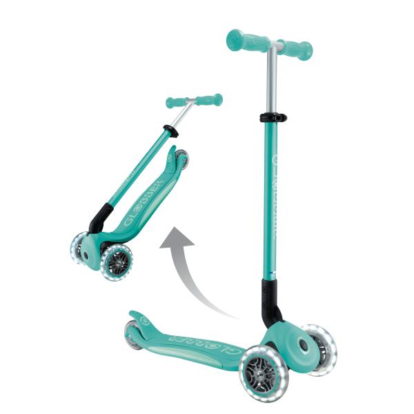 Globber dětská skládací koloběžka Elite Lights Dark Mint (obrázek 9)