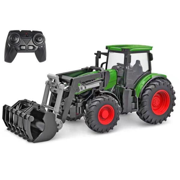 Kids Globe R/C traktor zelený 27cm s předním nakladačem na baterie se světlem 2,4GHz