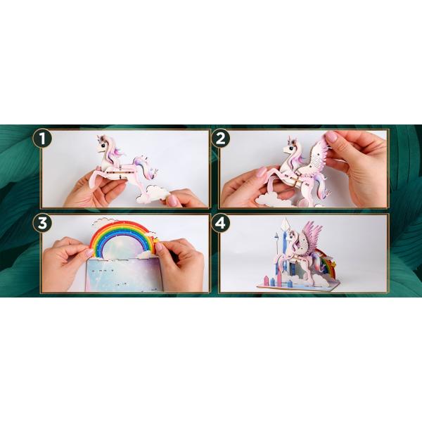 EscapeWelt 3D dřevěné puzzle Jednorožec