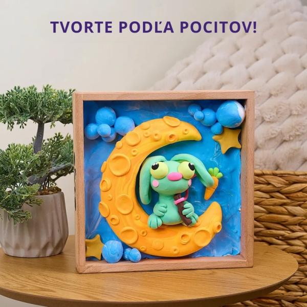 OKTO Modelování Malý svět v rámečku motiv "Zajíček na měsíci" 21x21 cm (obrázek 4)