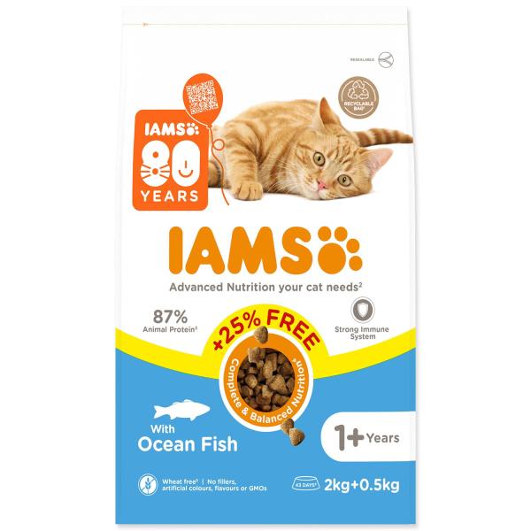 Krmivo IAMS Cat Adult Ocean Fish 2kg + 500g ZDARMA