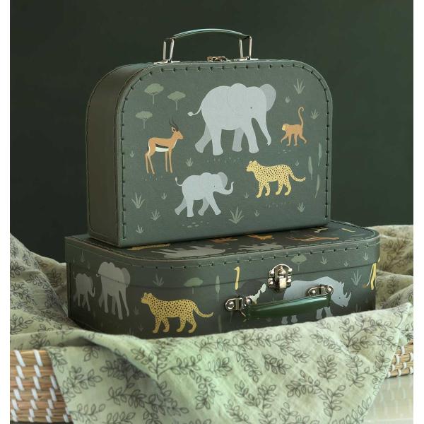 A Little Lovely Company – sada dvou kartonových kufříků – zvířata ze savany