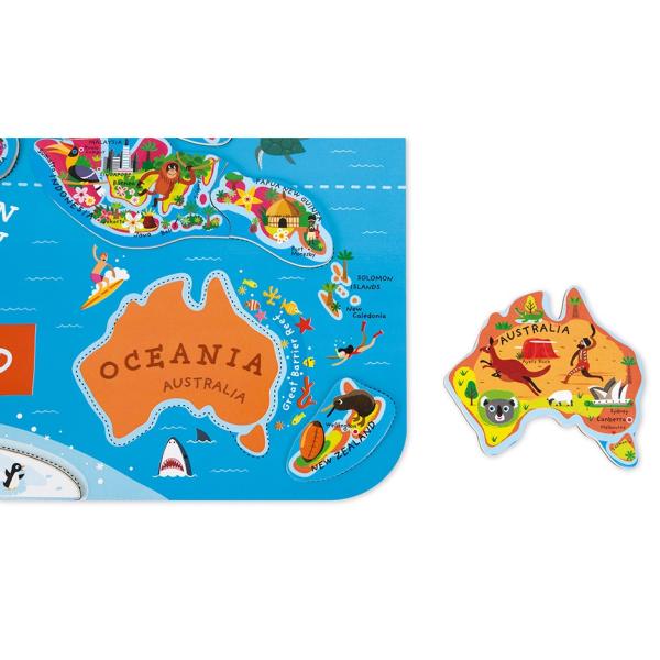 Janod Magnetická mapa světa skládačka s tabulí na zavěšení