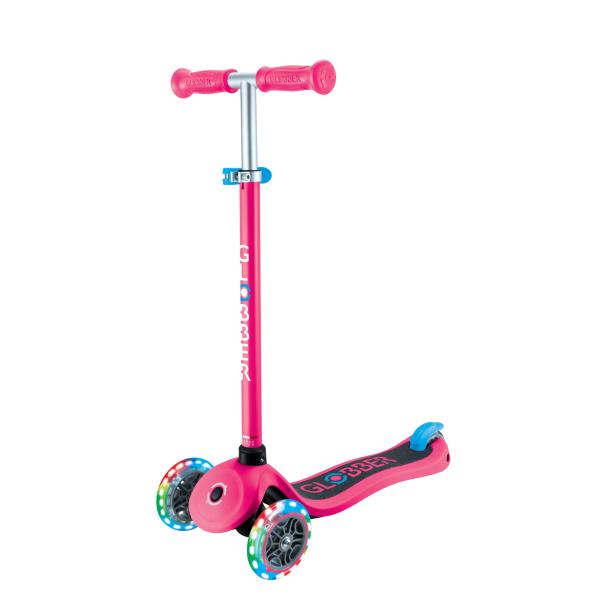 Globber dětská tříkolová koloběžka - Primo Lights V2 - Svítící Kolečka - Fuchsia (obrázek 4)
