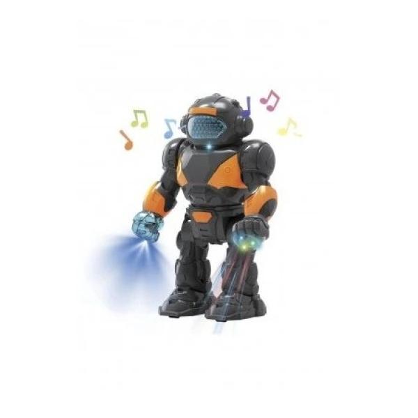 Robot chodící plast 22cm na baterie se světlem a zvukem 18x24,5x9cm