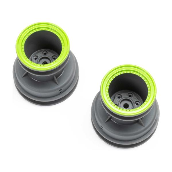 Disco ruota Losi MT grigio chiaro, verde beadlock (2): Mini LMT