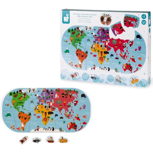 Janod Hračka do vody puzzle Mapa světa 28 ks (obrázek 10)