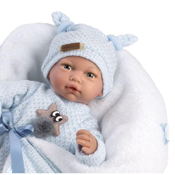 Guca 10221 HUGO – realistická panenka miminko se zvuky a měkkým látkovým tělem – 38 cm