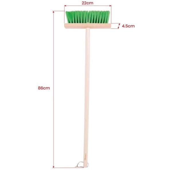 Bigjigs Toys Zahradní smetáček s dlouhou násadou zelená