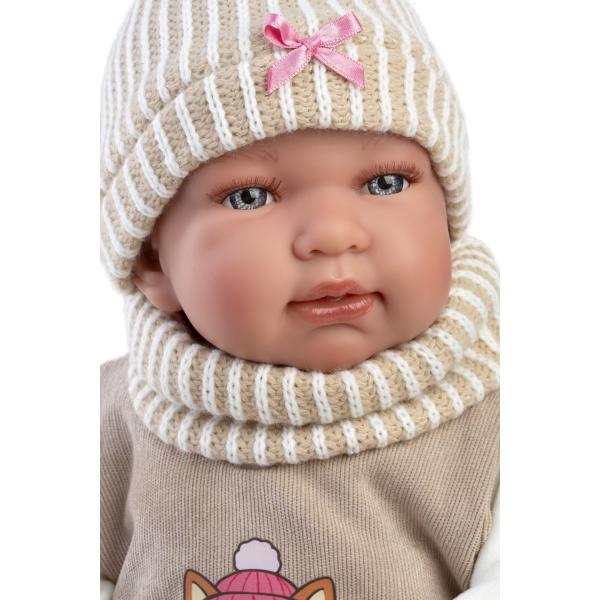 Llorens 84490 NEW BORN - realistická panenka miminko se zvuky a měkkým látkovým tělem (obrázek 3)