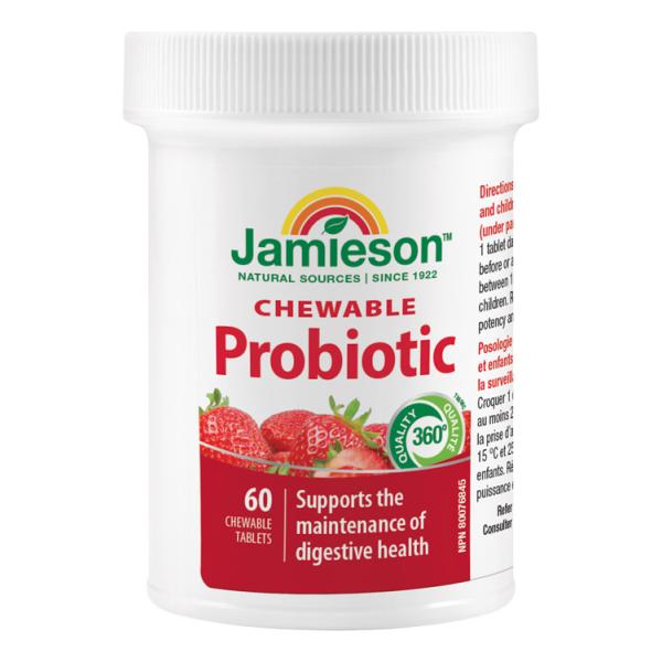 Jamieson Probiotické tablety na cmúľanie s jahodovou příchutí 60tbl.