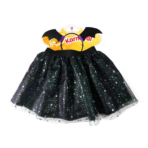 Sada čarodějnice se sukní tutu a čelenkou s netopýřími oušky