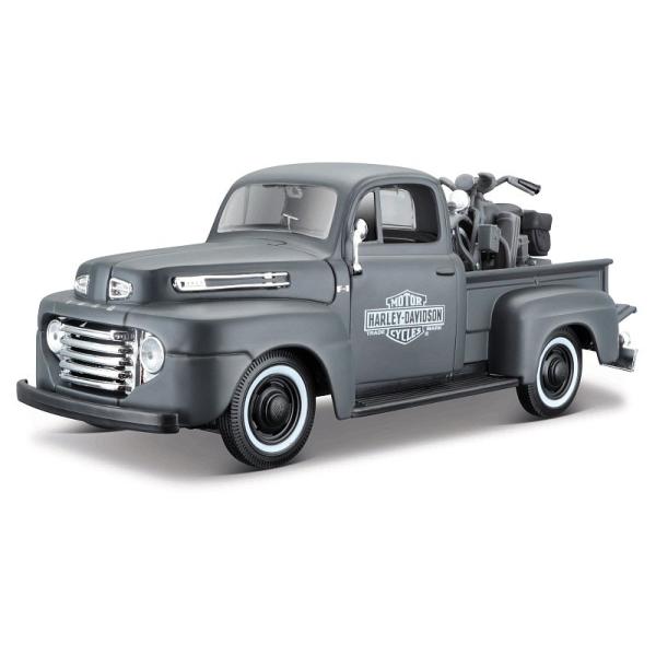 Maisto - Harley-Davidson Custom, 1948 Ford F-1 Pickup + 1:24 1942 WLA Flathead, 1:24