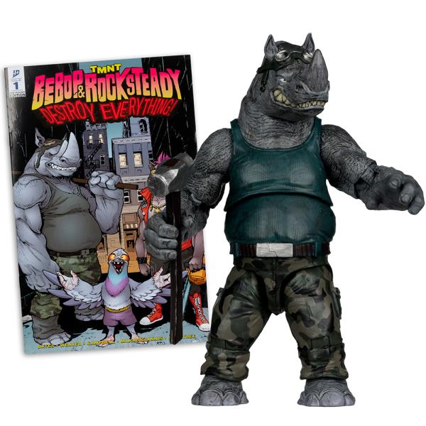 McFarlane figura con fumetto Teenage Mutant Ninja Turtles Rocksteady 5in Action
