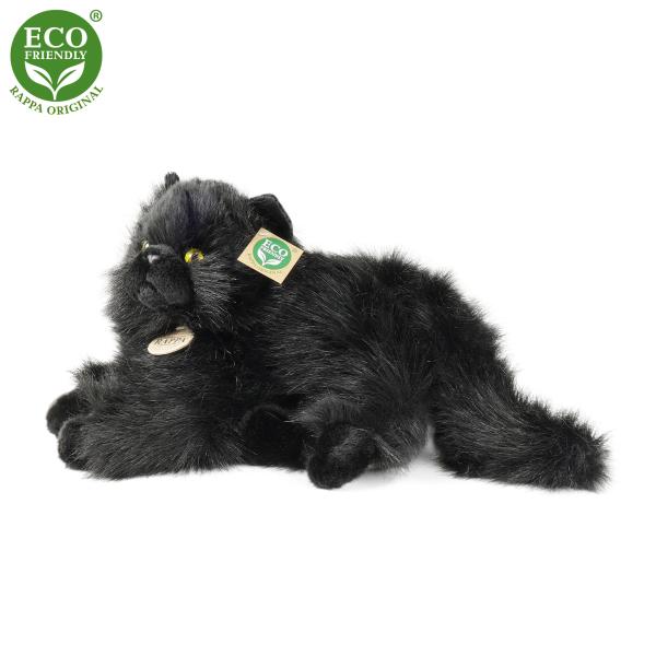 Plyšová kočka černá ležící 30 cm ECO-FRIENDLY (obrázek 3)