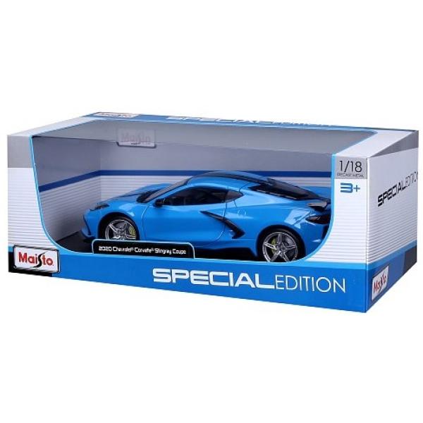 Maisto - 2020 Chevrolet Corvette Stingray Coupé (High Wing), modrý, 1:18 (obrázek 3)