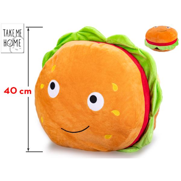 Take Me Home hamburger plyšový 40cm s tváří
