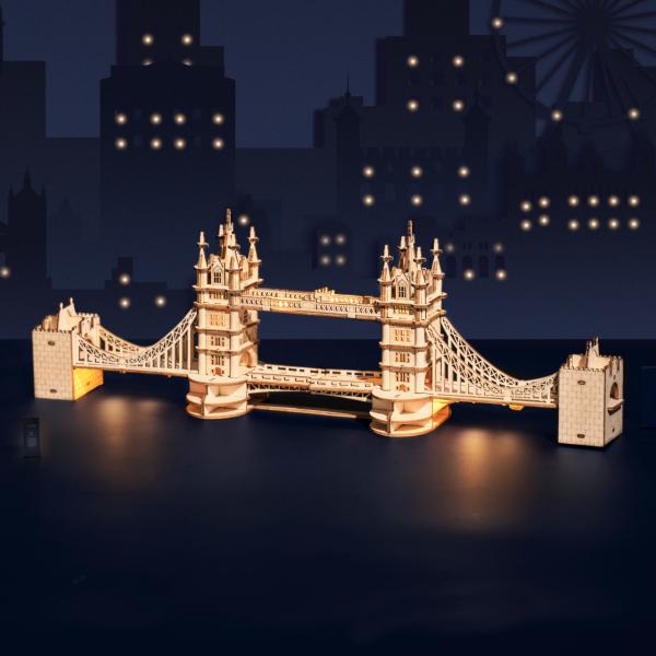 RoboTime dřevěné 3D puzzle most Tower Bridge svítící (obrázek 4)