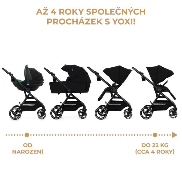 KINDERKRAFT SELECT Kočárek kombinovaný Yoxi 2v1 Pure Black (obrázek 3)