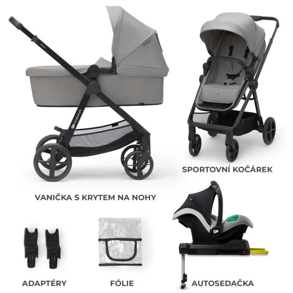KINDERKRAFT Kočík kombinovaný 4v1 Newly Classic Grey + Mink PRO (obrázek 7)