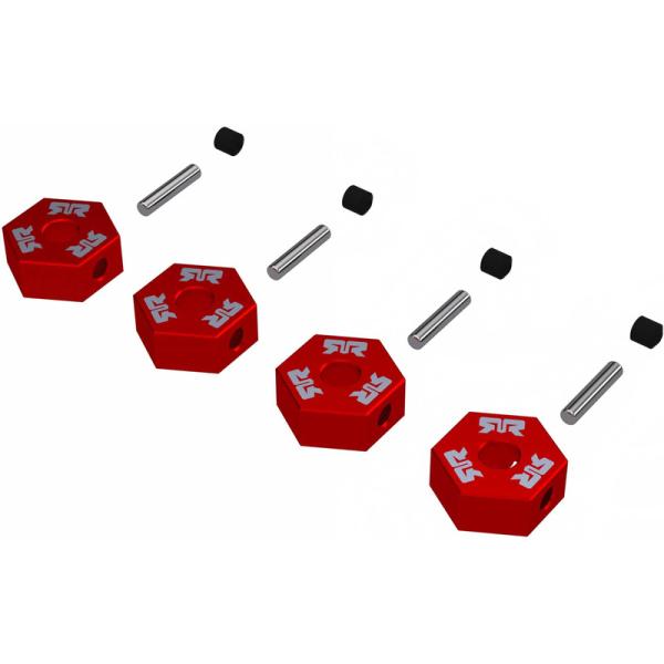 Arrma hexagonal portador de rueda 12mm, metal, rojo (4)