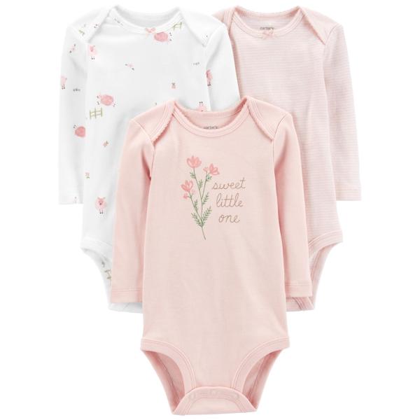 CARTER'S Body dlouhý rukáv Pink Sheeps holka LBB 3ks 18m