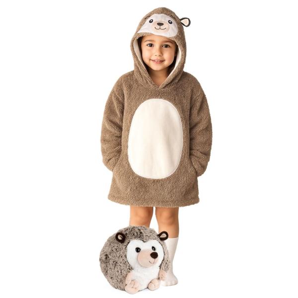 Cozy Noxxiez CH309 Ježek – hřejivá televizní mikinová deka s kapucí pro děti 3 – 6 let