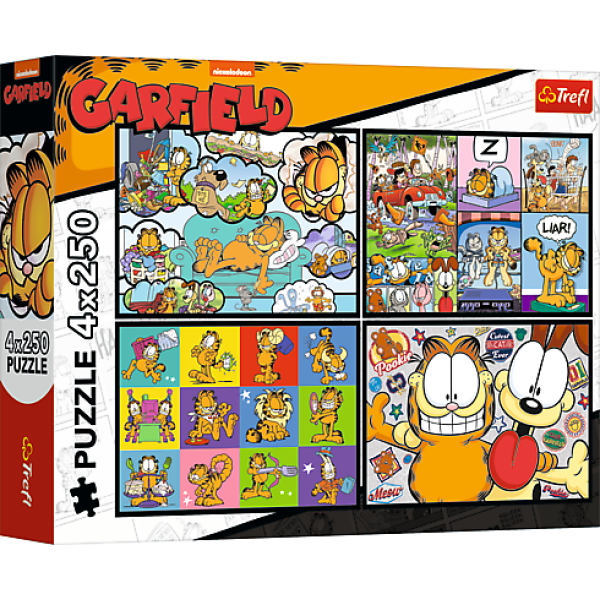 Trefl Puzzle 4x250 Garfield nemá rád pondělky